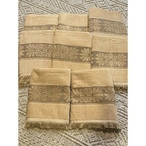 Vintage Cannon Monticello Santa Cruz Sculpted Fringe Bath Towels Brown Set Of 8